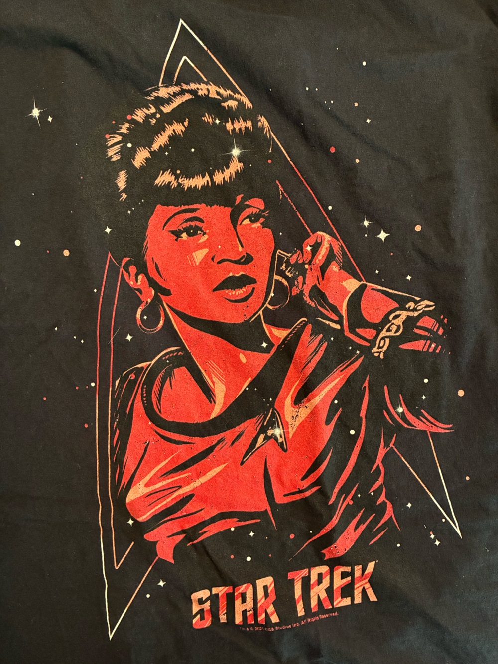Star Trek Uhura Celestial Reflection T-Shirt Men's XL Black Short Sleeve Tee